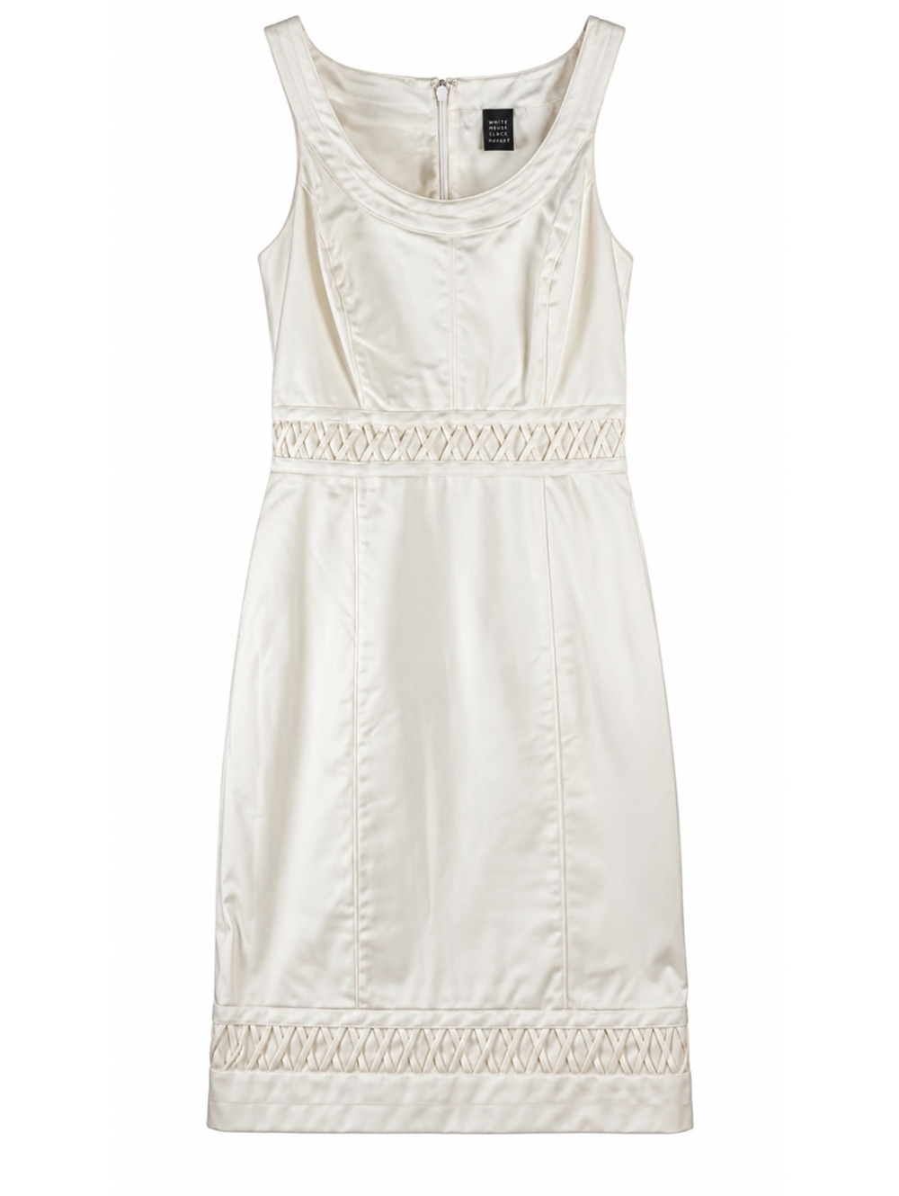 White House Black Market Ivory Satin Sleeveless Sheath Dress Size 4